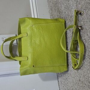 New Portland Leather Goods PLG Medium Crossbody Tote Bag Key Lime Unicorn